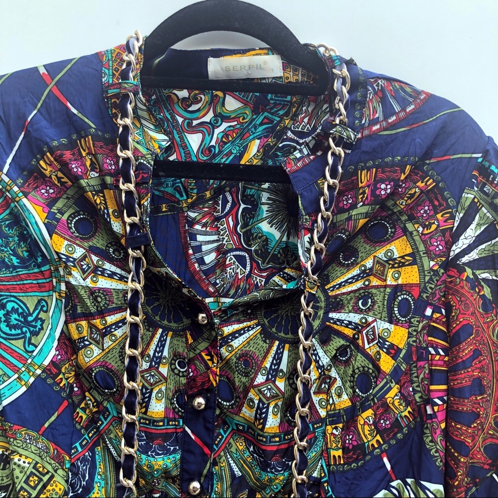 Serpill Kaleidoscope Button Down Long Sleeve Top 1 - Picture 2 of 8